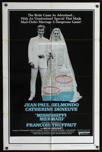 7y617 MISSISSIPPI MERMAID int'l 1sh '70 Francois Truffaut's La Sirene du Mississippi, Belmondo!