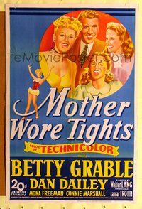 7y626 MOTHER WORE TIGHTS 1sh '47 art of Betty Grable, Dan Dailey, Mona Freeman & Connie Marshall!