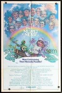 7y631 MUPPET MOVIE 1sh '79 Jim Henson, Drew Struzan art of Kermit the Frog & Miss Piggy!