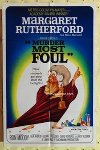 7y636 MURDER MOST FOUL 1sh '64 art of Margaret Rutherford, written by Agatha Christie!