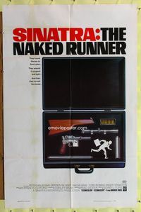 7y647 NAKED RUNNER 1sh '67 Frank Sinatra, cool image of sniper rifle gun dismantled in suitcase!