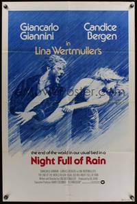 7y656 NIGHT FULL OF RAIN int'l 1sh '78 Lina Wertmuller, Beauvais art of Giannini & Candice Bergen!