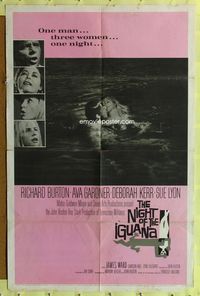 7y662 NIGHT OF THE IGUANA 1sh '64 Richard Burton, Ava Gardner, Sue Lyon, Deborah Kerr, John Huston