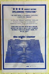 7y664 NIGHT VISITOR military 1sh '71 Max Von Sydow, creepy artwork of face in stone wall!