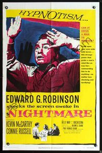 7y665 NIGHTMARE 1sh '56 Edward G. Robinson, from the Cornel Woolrich novel!