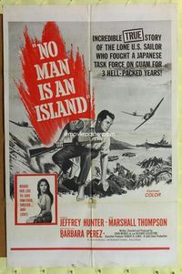7y667 NO MAN IS AN ISLAND military 1sh '62 U.S. Navy sailor Jeffrey Hunter fought in Guam by himself