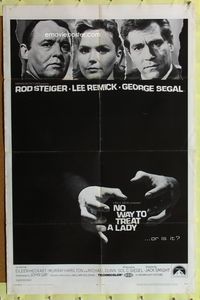 7y669 NO WAY TO TREAT A LADY 1sh '68 Rod Steiger, Lee Remick & George Segal!