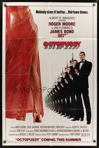 7y675 OCTOPUSSY style A advance 1sh '83 art of Roger Moore as James Bond by Daniel Gouzee!