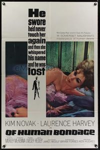 7y676 OF HUMAN BONDAGE 1sh '64 super sexy Kim Novak can't help being what she is!