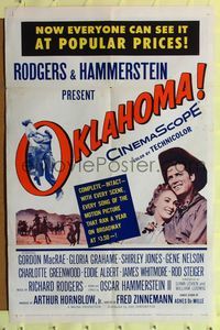 7y680 OKLAHOMA 1sh '56 Gordon MacRae, Shirley Jones, Rodgers & Hammerstein musical!