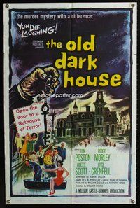 7y681 OLD DARK HOUSE 1sh '63 William Castle's killer-diller with a nuthouse of kooks!