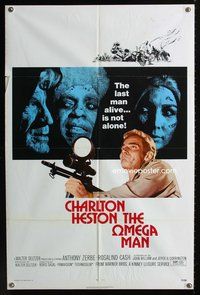 7y687 OMEGA MAN 1sh '71 Charlton Heston is the last man alive, and he's not alone!