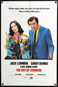 7y709 OUT-OF-TOWNERS 1sh '70 Jack Lemmon, Sandy Dennis, written by Neil Simon!