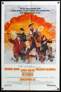7y719 PASSAGE 1sh '79 cool action art of Anthony Quinn, James Mason, & Malcolm McDowell