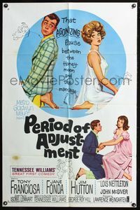 7y724 PERIOD OF ADJUSTMENT 1sh '62 art of sexy Fonda in nightie trying to get used to marriage!