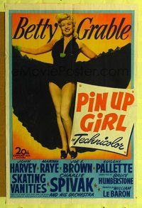 7y730 PIN UP GIRL 1sh '44 Joe E. Brown, Martha Raye, sexy full-length Betty Grable & her legs!