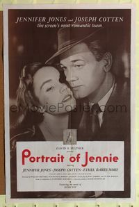 7y739 PORTRAIT OF JENNIE style A 1sh '49 Joseph Cotten loves beautiful ghost Jennifer Jones!