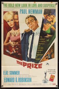 7y750 PRIZE 1sh '63 great Howard Terpning art of Paul Newman in suit and tie & sexy Elke Sommer!