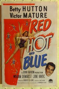 7y767 RED, HOT & BLUE style A 1sh '49 sexy dancer Betty Hutton in skimpy outfit, Victor Mature