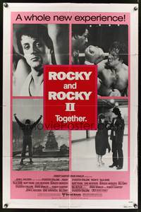 7y778 ROCKY /ROCKY II 1sh '80 Sylvester Stallone boxing classic double-bill, great images!
