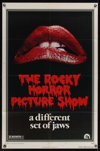 7y779 ROCKY HORROR PICTURE SHOW style A 1sh '75 close up lips image, a different set of jaws!