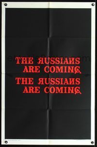 7y787 RUSSIANS ARE COMING teaser 1sh '66 directed by Norman Jewison, Russians vs Americans!