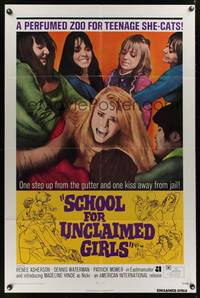 7y796 SCHOOL FOR UNCLAIMED GIRLS 1sh '73 a perfumed zoo for teenage she-cats!