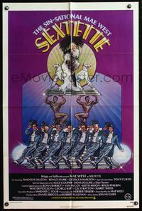 7y804 SEXTETTE 1sh '79 art of ageless Mae West w/dancers & dogs by Drew Struzan!