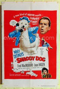 7y807 SHAGGY DOG 1sh '59 Disney, Fred MacMurray in the funniest sheep dog story ever told!