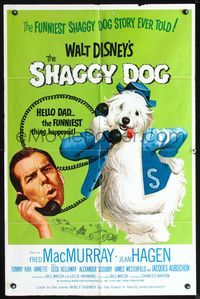 7y808 SHAGGY DOG 1sh R67 Disney, Fred MacMurray in the funniest sheep dog story ever told!