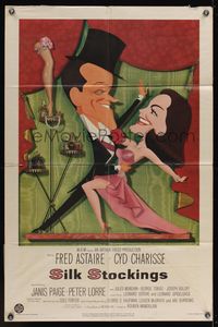 7y821 SILK STOCKINGS 1sh '57 musical version of Ninotchka with Fred Astaire & Cyd Charisse!