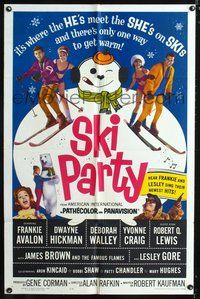 7y832 SKI PARTY 1sh '65 Frankie Avalon, Dwayne Hickman, where the he's meet the she's on skis!