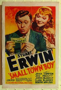 7y837 SMALL TOWN BOY 1sh '37 Stuart Erwin finds a thousand dollar bill, Joyce Compton!