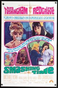 7y839 SMASHING TIME 1sh '68 Rita Tushingham, Lynn Redgrave, two sexy girls go stark mod!