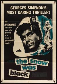 7y841 SNOW WAS BLACK 1sh '56 La neige etait sale, Daniel Gelin, Marie Mansart, Georges Simenon!