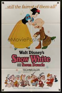 7y843 SNOW WHITE & THE SEVEN DWARFS style A 1sh R67 Walt Disney animated cartoon fantasy classic!