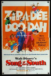 7y847 SONG OF THE SOUTH 1sh R72 Walt Disney, Uncle Remus, Br'er Rabbit & Br'er Bear!