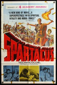 7y850 SPARTACUS 1sh '61 classic Stanley Kubrick & Kirk Douglas epic, cool artwork!
