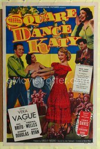 7y854 SQUARE DANCE KATY 1sh '50 Vera Vague, Jimmie Davis & his Sunshine Band!