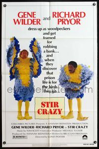 7y861 STIR CRAZY 1sh '80 Gene Wilder & Richard Pryor in chicken suits, directed by Sidney Poitier!