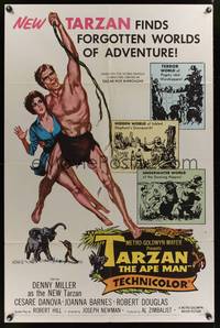 7y886 TARZAN THE APE MAN 1sh '59 Edgar Rice Burroughs, Denny Miller & sexy Joanna Barnes!