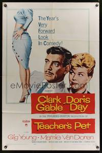 7y890 TEACHER'S PET 1sh '58 teacher Doris Day, pupil Clark Gable, sexy Mamie Van Doren's body!