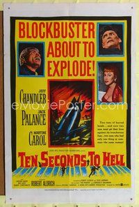 7y895 TEN SECONDS TO HELL 1sh '59 Jack Palance, Jeff Chandler, sexy Martine Carol!
