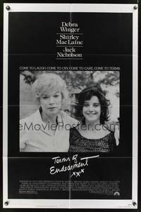 7y898 TERMS OF ENDEARMENT 1sh '83 great close up of Shirley MacLaine & Debra Winger!