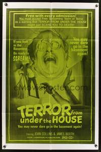 7y899 TERROR FROM UNDER THE HOUSE 1sh '71 if you look in the basement, be ready to SCREAM!