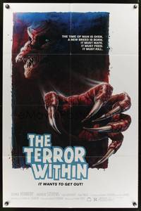 7y901 TERROR WITHIN 1sh '89 Roger Corman horror, creepy monster artwork by Craig!