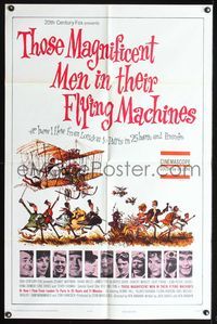 7y917 THOSE MAGNIFICENT MEN IN THEIR FLYING MACHINES 1sh '65 great wacky artwork of airplane!