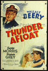 7y922 THUNDER AFLOAT style C 1sh '39 art of sailors Wallace Beery & Chester Morris, Virginia Grey!