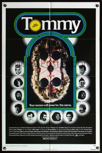 7y933 TOMMY 1sh '75 The Who, Roger Daltrey, rock & roll, cool mirror image!
