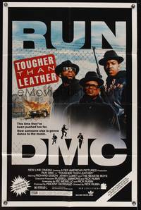 7y938 TOUGHER THAN LEATHER 1sh '88 great image of Run DMC, Darryl McDaniels, Jam Master Jay!